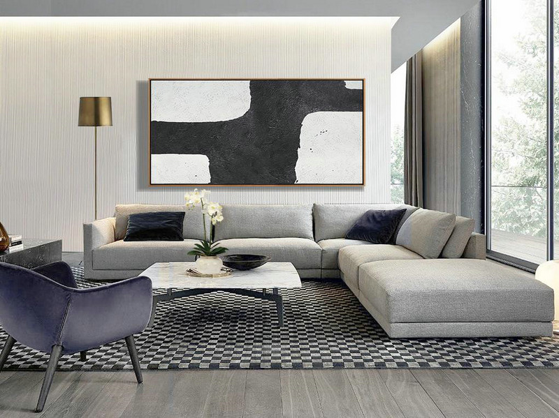 Canvas Wall Paintings,Oversized Horizontal Minimal Art On Canvas - Original Modern Art,Large Wall Art Handmade